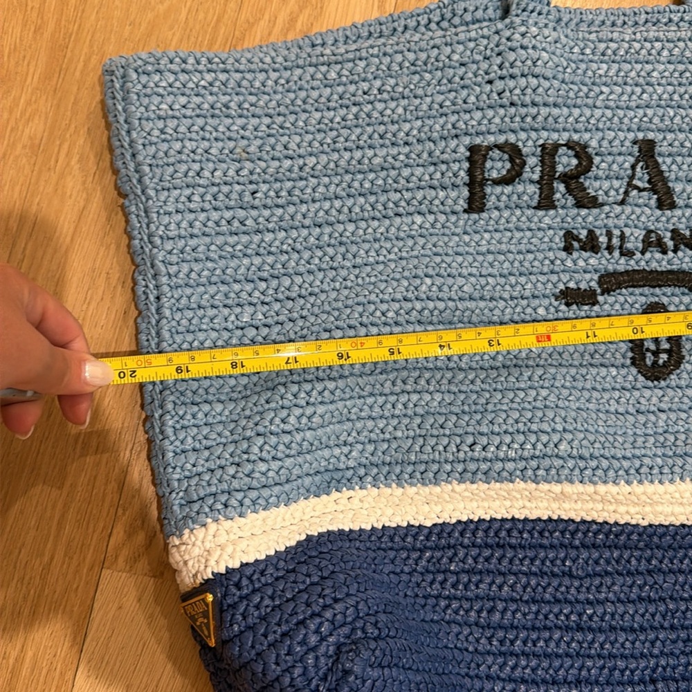 Prada Blue Crochet Tote Bag - Picture 8 of 9